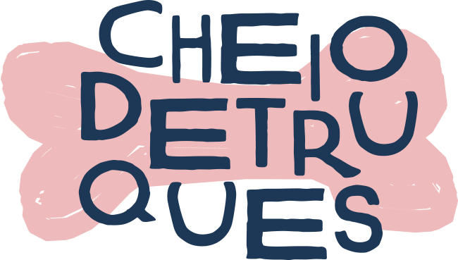 logo da empresa - a palavra cheio de truques, na frente de um osso rosé